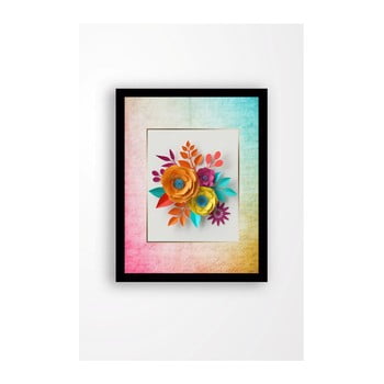Tablou pe pânză în ramă neagră tablo center rainbow flowers, 29 x 24 cm