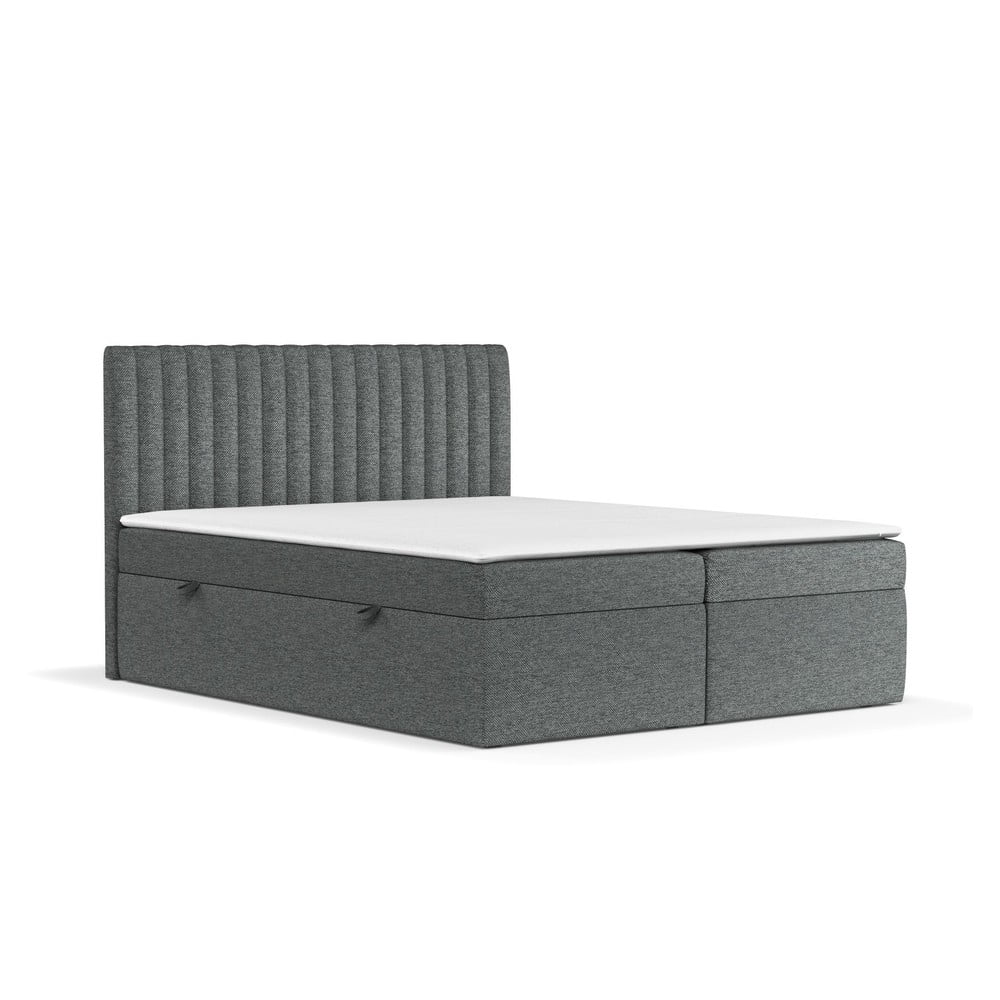 Tmavě šedá boxspring postel s úložným prostorem 180x200 cm Spencer – Maison de Rêve