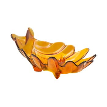 Bol din sticlă reciclată mauro ferretti leaf, 33 x 20 cm, portocaliu