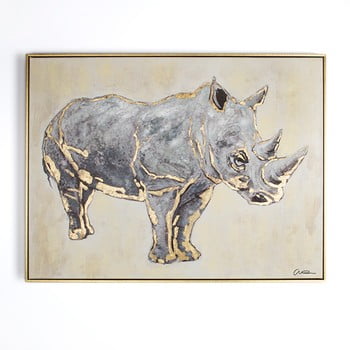 Tablou pictat manual graham & brown rhino, 80 x 60 cm