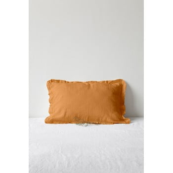 Față de pernă din in cu tiv plisat linen tales, 50 x 60 cm, scorțișoară