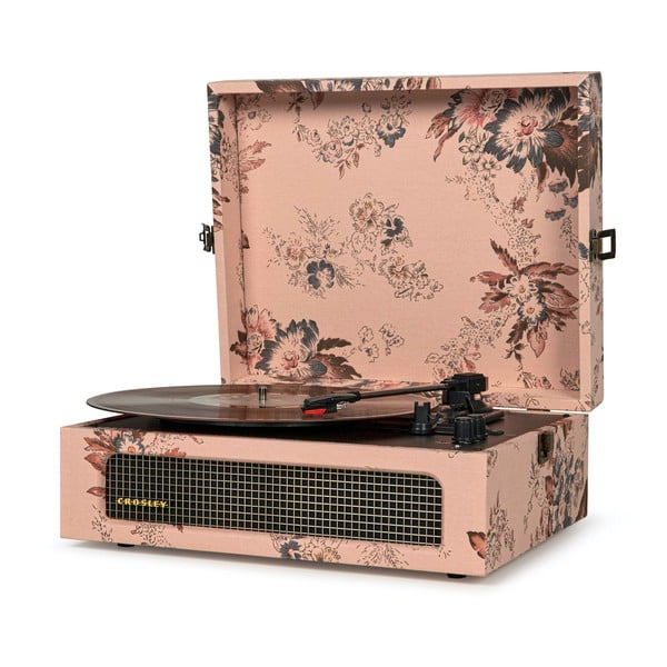 Růžový gramofon Crosley Voyager Floral