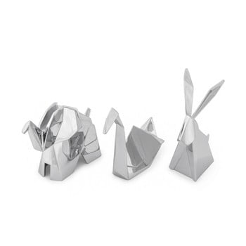 Set 3 suporturi pentru inele umbra origami, argintiu