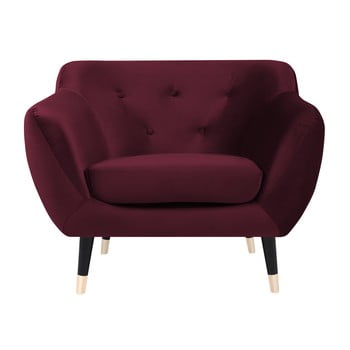 Fotoliu mazzini sofas amelie cu picioare negre, vișiniu