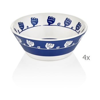 Set 4 boluri din porțelan mia bloom, ⌀ 15 cm, alb - albastru