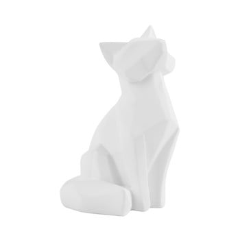 Statuetă pt living origami fox, înălțime 15 cm, alb mat