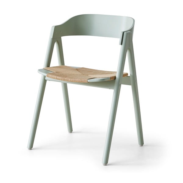 Světle zelená jídelní židle z bukového dřeva s ratanovým sedákem Findahl by Hammel Mette