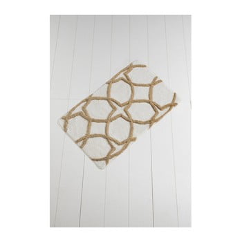 Covor baie waves hexagon, 100 x 60 cm, maro - alb