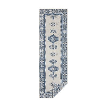 Covor reversibil bougari duque, 80 x 350 cm, albastru-crem