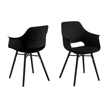 Set 2 scaune actona ramona dining set total black, negru