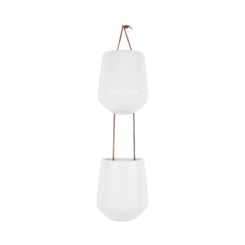 Ghiveci dublu suspendat din ceramică pt living skittle doble, alb mat