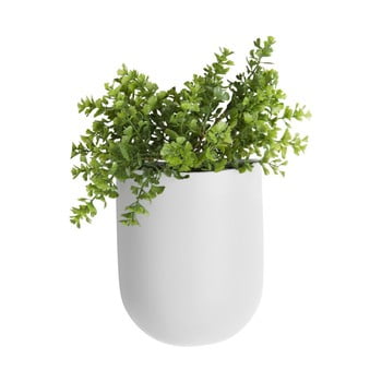 Ghiveci suspendat din ceramică pt living oval, alb mat