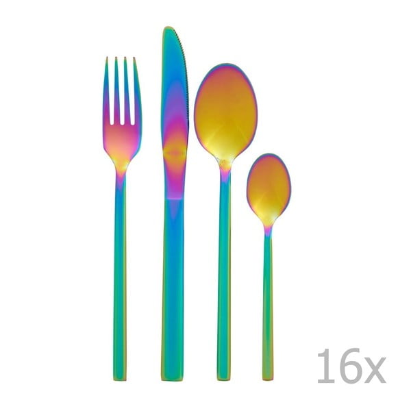 16dílná sada příborů s duhovým efektem Premier Housewares Rainbow