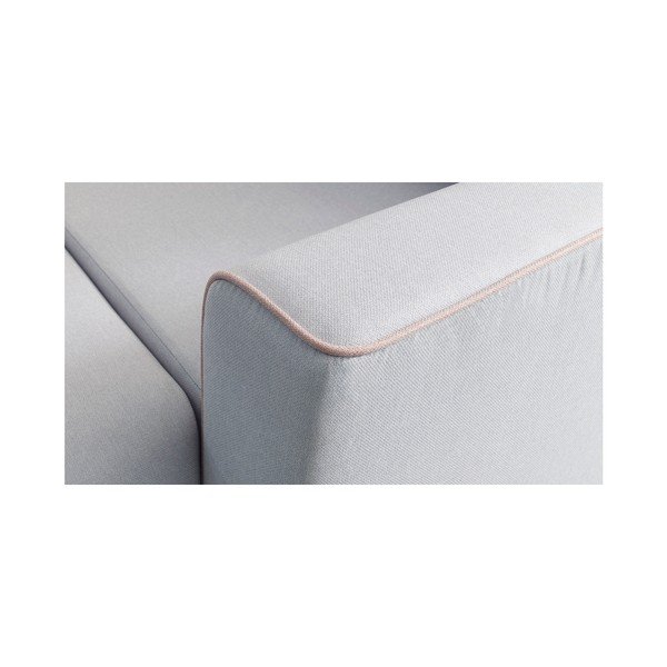 Pastelově modrá rohová rozkládací pohovka s lenoškou Bobochic Paris Panoramique XXL Mola, pravý roh