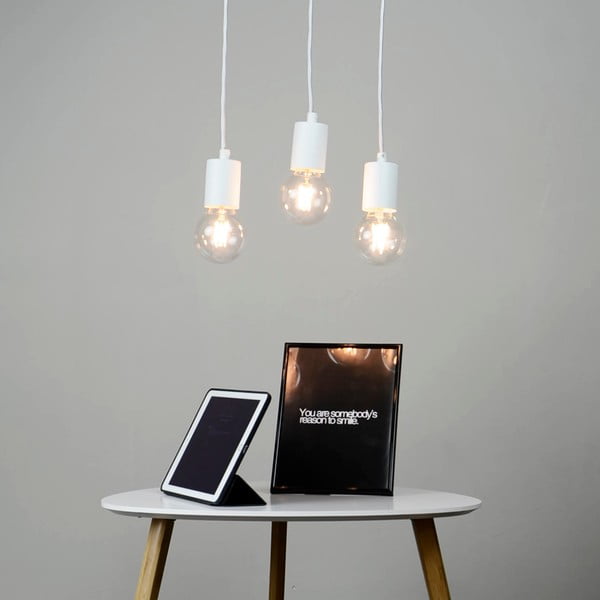 Bílé závěsné svítidlo se 3 kabely Bulb Attack Cero Basic