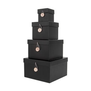 Set 4 cutii de depozitare pt living uniform, negru