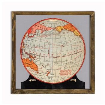 Tablou cu ramă din lemn globe, 50 x 50 cm