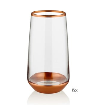 Set 6 pahare mia glam bronze, 380 ml
