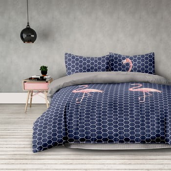 Lenjerie de pat din microfibră AmeliaHome Flamingo Dark, 200 x 220 cm
