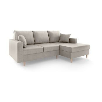Canapea extensibilă cu 4 locuri și spațiu de depozitare mazzini sofas aubrieta, pe partea dreaptă, bej
