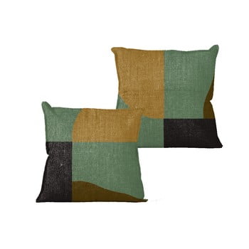 Față de pernă linen color blocks, 45 x 45 cm