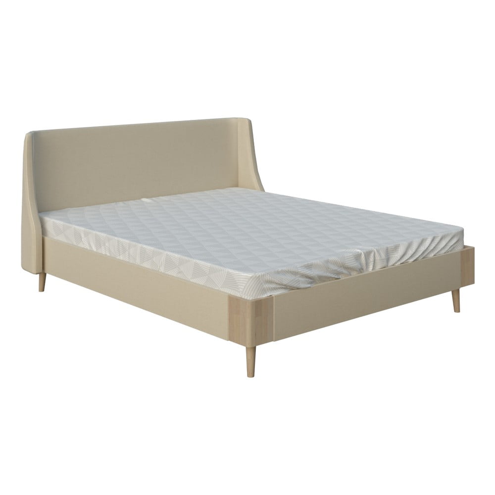 Béžová dvoulůžková postel ProSpánek Lagom Side Soft, 180 x 200 cm