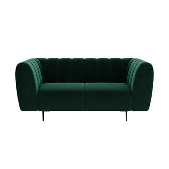Canapea cu tapițerie din catifea ghado shel, 170 cm, verde închis