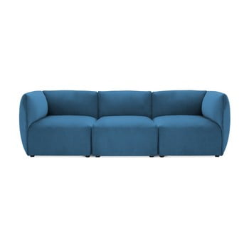 Canapea modulară cu 3 locuri vivonita velvet cube, albastru