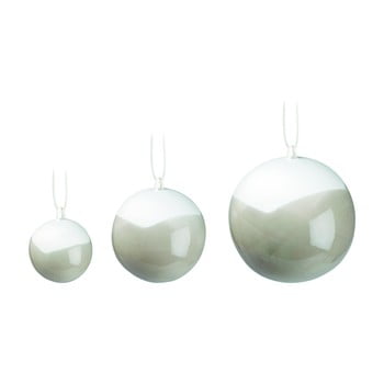 Set 3 decorațiuni din porțelan chinezesc pentru pomul de Crăciun Kähler Design Nobili, gri