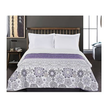 Cuvertură reversibilă din microfibră decoking alhambra, 260 x 280 cm, alb - violet