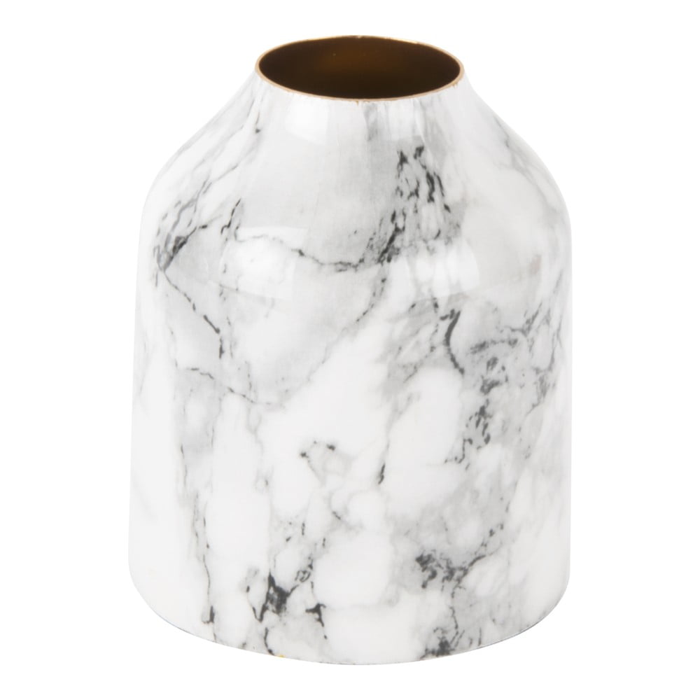 Bílo-černá železná váza PT LIVING Marble, výška 10 cm