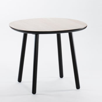 Masă dining din lemn masiv emko naïve, ø 90 cm, alb - negru