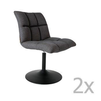 Set 2 scaune tapițate Dutchbone Bar, gri închis