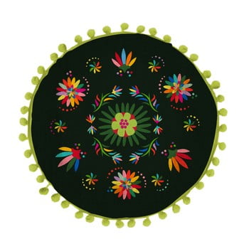 Pernă reversibilă madre selva ave otomi negro, ⌀ 45 cm