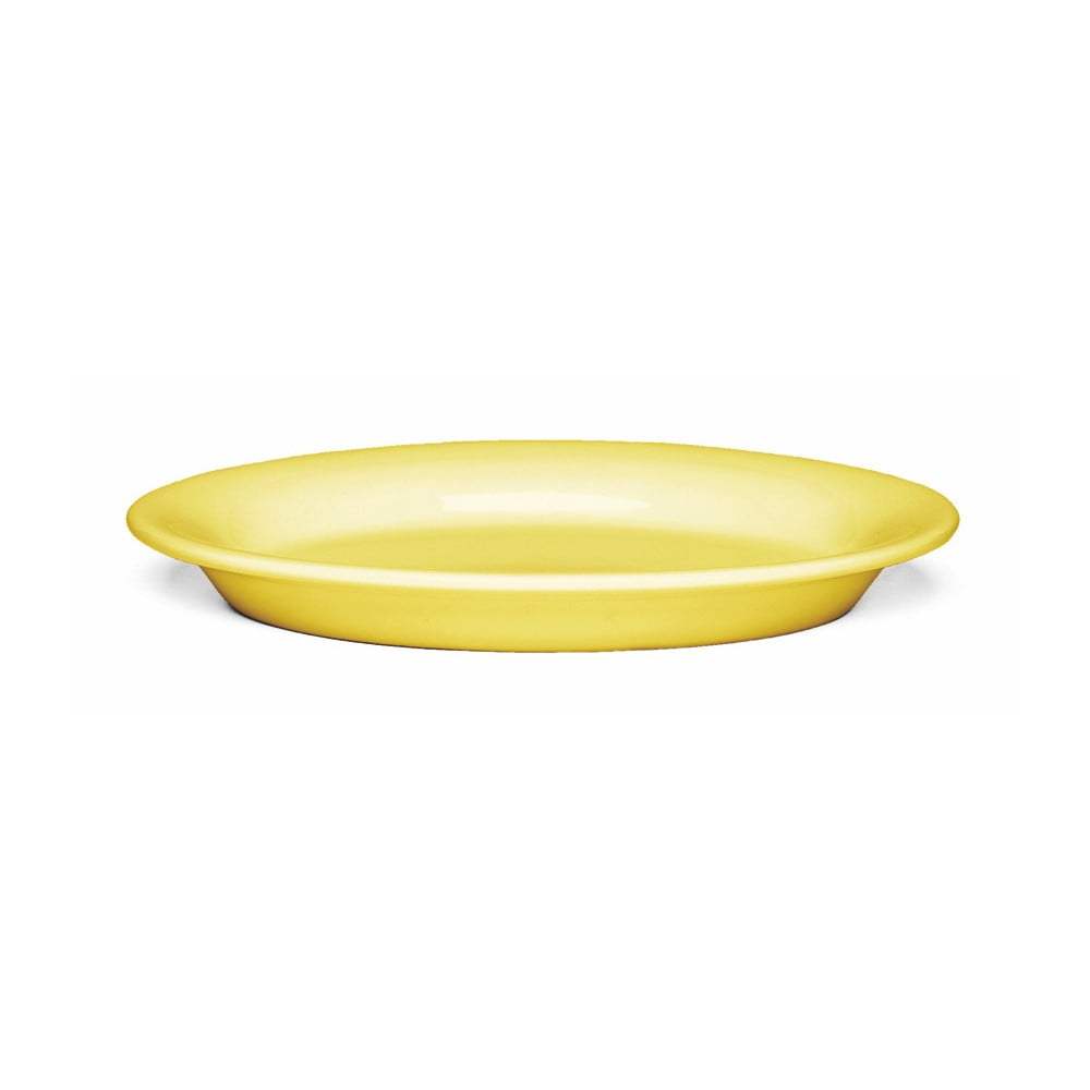 Žlutý oválný kameninový talíř Kähler Design Ursula, 22 x 15,5 cm