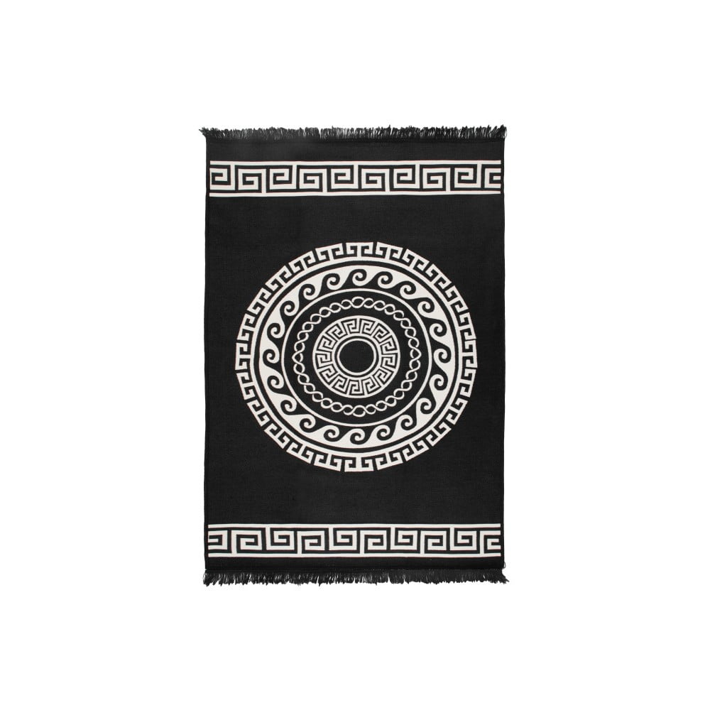 Béžovo-černý oboustranný koberec Mandala, 120 x 180 cm
