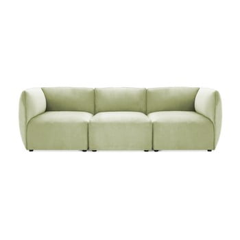 Canapea modulară cu 3 locuri vivonita velvet cube, verde deschis