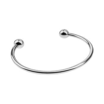 Brățară din oțel inoxidabil pentru femei Emily Westwood Silver Ball Cuff, argintiu