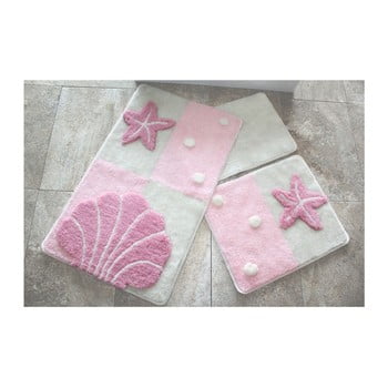 Set 3 covoare baie knit knot, roz deschis