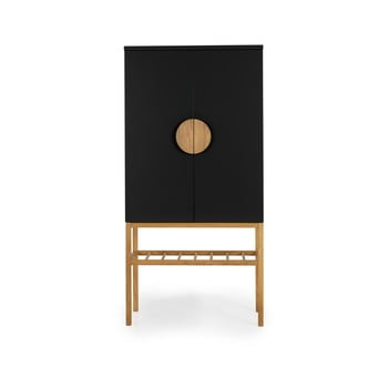 Dulap cu picioare din lemn de stejar tento scoop, înălțime 162 cm, negru
