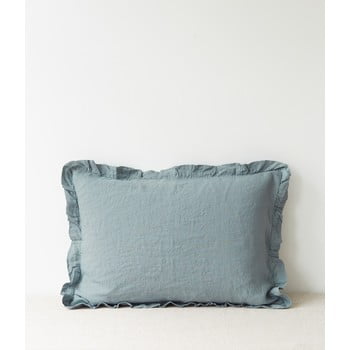 Față de pernă din in cu tiv plisat linen tales, 50 x 60 cm, albastru deschis