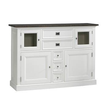 Comodă cu 4 uși și 5 sertare Canett Skagen Highboard, alb