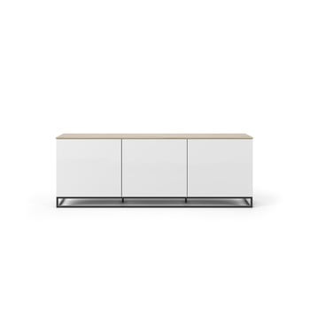 Masă tv cu blat în decor de lemn de stejar temahome join, 180 x 65 cm, alb - negru