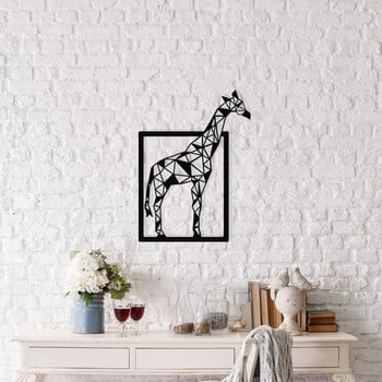 Decorațiune metalică de perete giraffe, 45 x 60 cm, negru