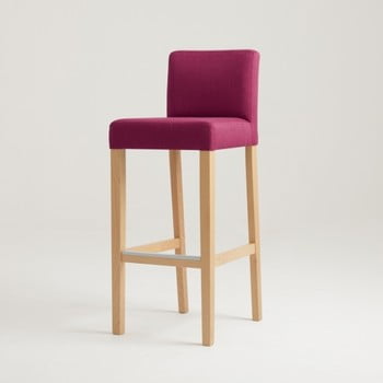 Scaun bar cu picioare de culoare naturală, custom form wilton, roz