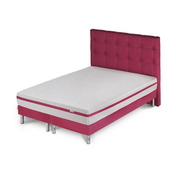 Pat cu saltea și 2 boxspring stella cadente pluton saches, 180 x 200 cm, roz