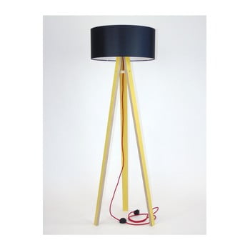 Lampadar cu abajur negru și cablu roșu ragaba wanda, galben