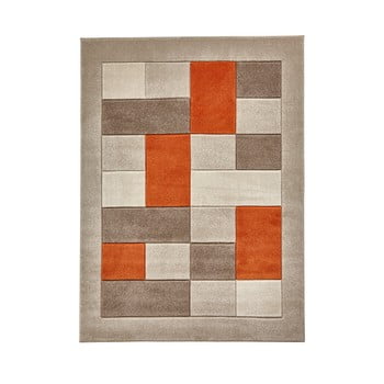 Covor think rugs matrix , 60 x 120 cm, portocaliu - gri