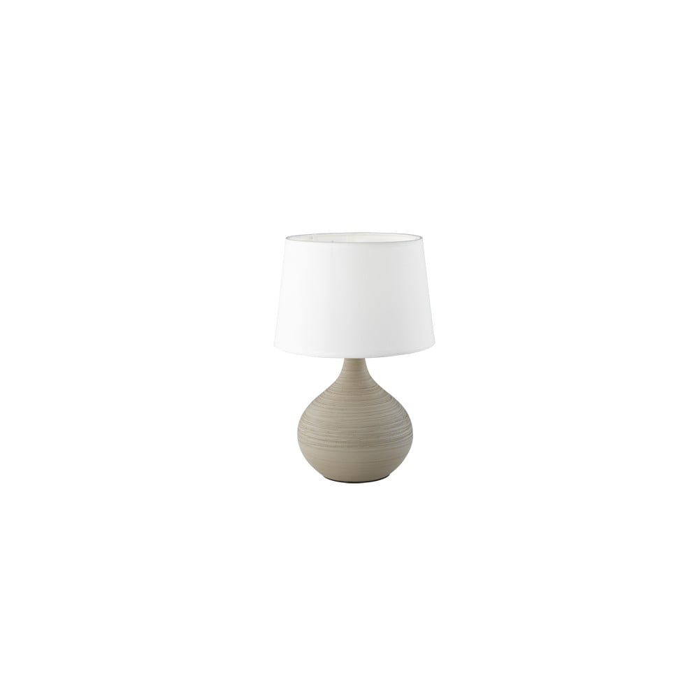 Bílo-hnědá stolní lampa z keramiky a tkaniny Trio Martin, výška 29 cm
