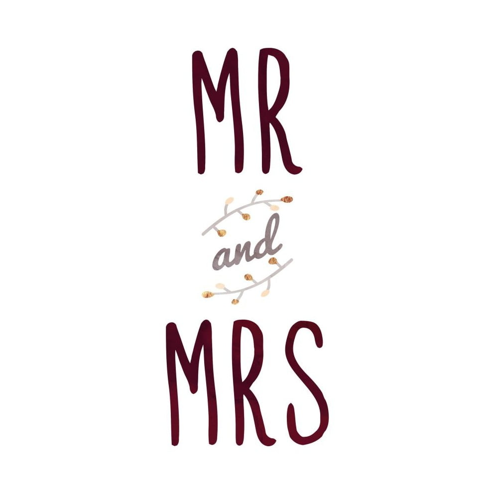 Plakát v dřevěném rámu Mr. and Mrs., 38x28 cm